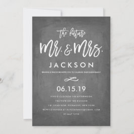 Chic Typografy Chalkboard Engagement Party Einladung
