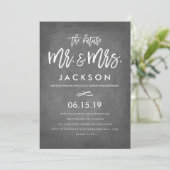 Chic Typografy Chalkboard Engagement Party Einladung (Stehend Vorderseite)