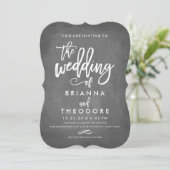 Chic Typografy Chalkboard Hochzeit Einladung (Stehend Vorderseite)