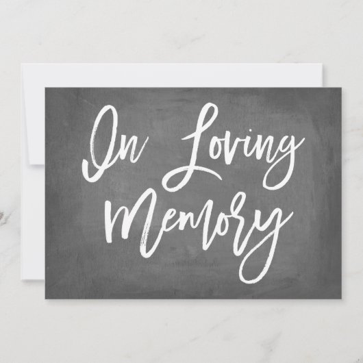 Chic Typografy Chalkboard in Love Memory Print Einladung (Vorderseite)