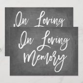Chic Typografy Chalkboard in Love Memory Print Einladung (Vorne/Hinten)