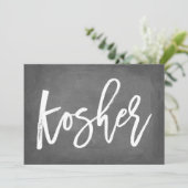 Chic Typografy Chalkboard Kosher Print Einladung (Stehend Vorderseite)