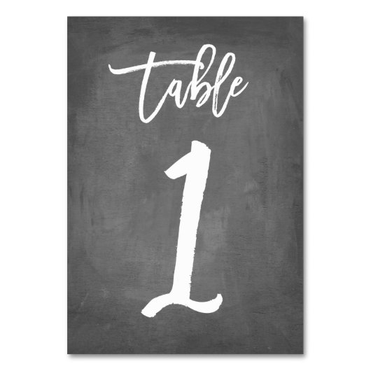Chic Typografy Chalkboard Tischnummer | Tabelle 1 (Rückseite)