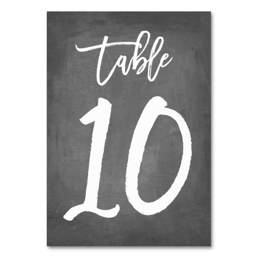 Chic Typografy Chalkboard Tischnummer | Tabelle 10 (Vorderseite)