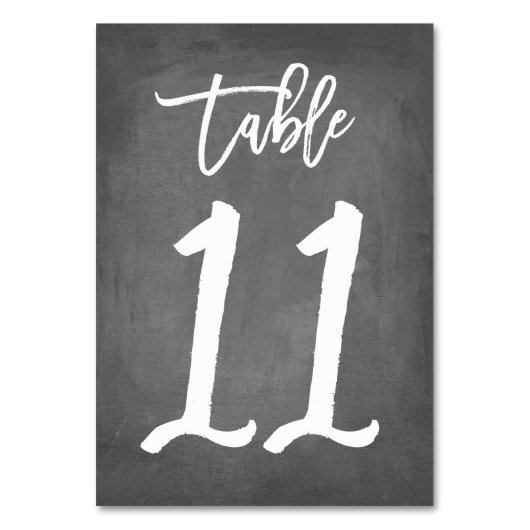 Chic Typografy Chalkboard Tischnummer | Tabelle 11 (Vorderseite)