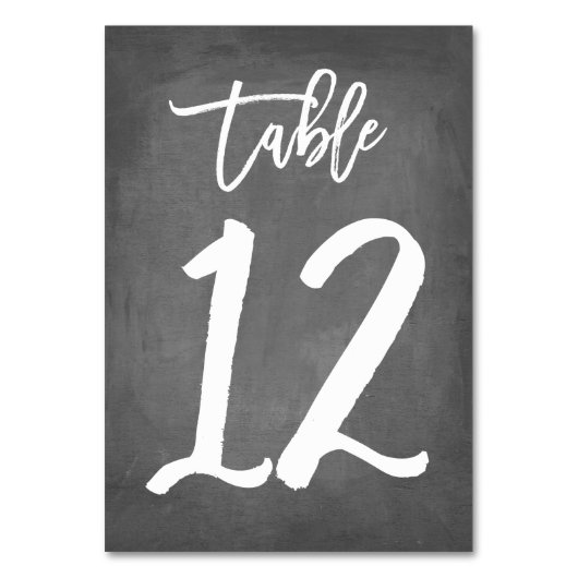 Chic Typografy Chalkboard Tischnummer | Tabelle 12 (Vorderseite)