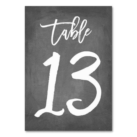 Chic Typografy Chalkboard Tischnummer | Tabelle 13 (Vorderseite)