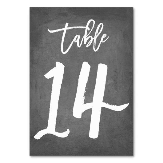Chic Typografy Chalkboard Tischnummer | Tabelle 14 (Rückseite)