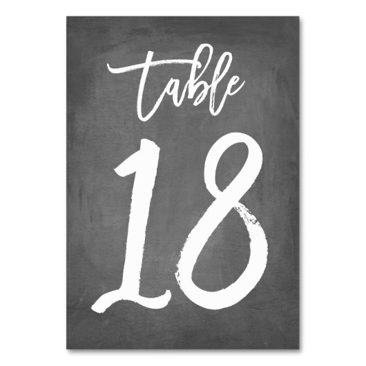 Chic Typografy Chalkboard Tischnummer | Tabelle 18 (Rückseite)