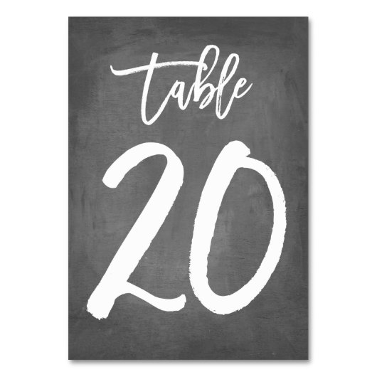 Chic Typografy Chalkboard Tischnummer | Tabelle 20 (Rückseite)