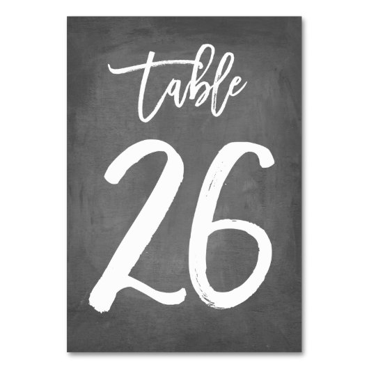 Chic Typografy Chalkboard Tischnummer | Tabelle 26 (Rückseite)