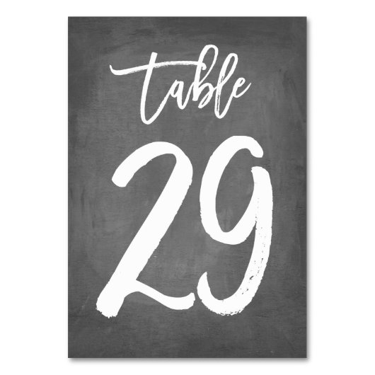Chic Typografy Chalkboard Tischnummer | Tabelle 29 (Rückseite)