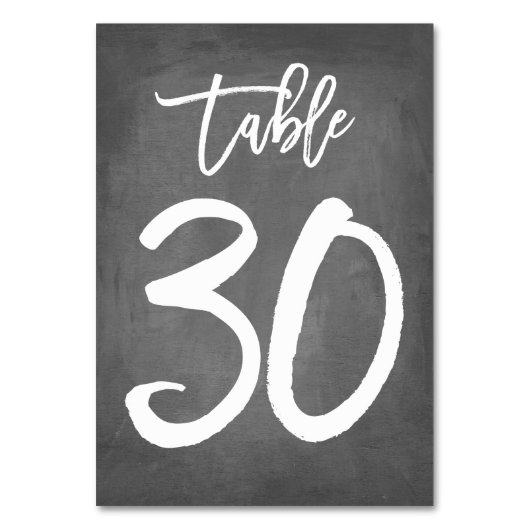 Chic Typografy Chalkboard Tischnummer | Tabelle 30 (Vorderseite)