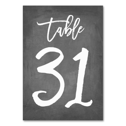 Chic Typografy Chalkboard Tischnummer | Tabelle 31 (Vorderseite)