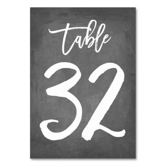 Chic Typografy Chalkboard Tischnummer | Tabelle 32 (Rückseite)