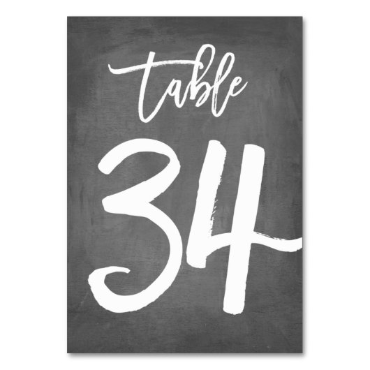 Chic Typografy Chalkboard Tischnummer | Tabelle 34 (Vorderseite)