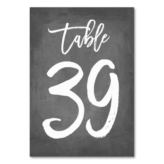 Chic Typografy Chalkboard Tischnummer | Tabelle 39 (Vorderseite)