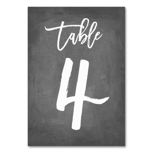 Chic Typografy Chalkboard Tischnummer | Tabelle 4 (Rückseite)