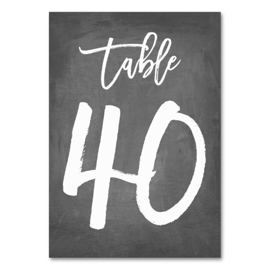 Chic Typografy Chalkboard Tischnummer | Tabelle 40 (Vorderseite)