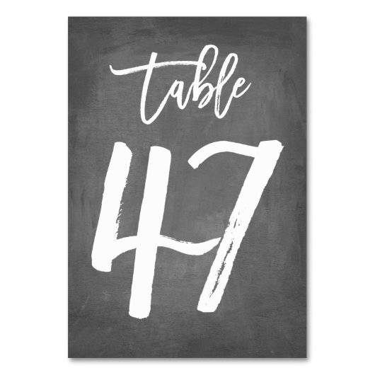 Chic Typografy Chalkboard Tischnummer | Tabelle 47 (Vorderseite)