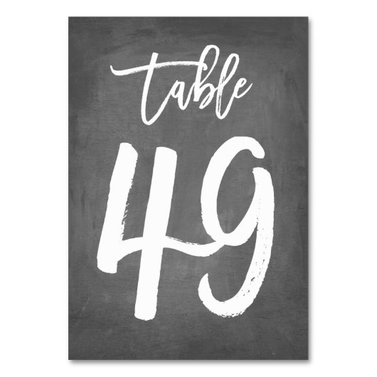 Chic Typografy Chalkboard Tischnummer | Tabelle 49 (Vorderseite)