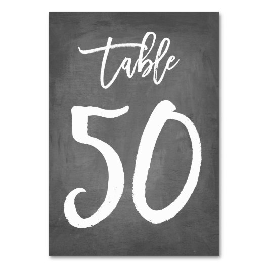 Chic Typografy Chalkboard Tischnummer | Tabelle 50 (Rückseite)