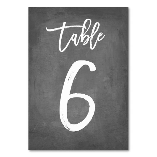 Chic Typografy Chalkboard Tischnummer | Tabelle 6 (Vorderseite)