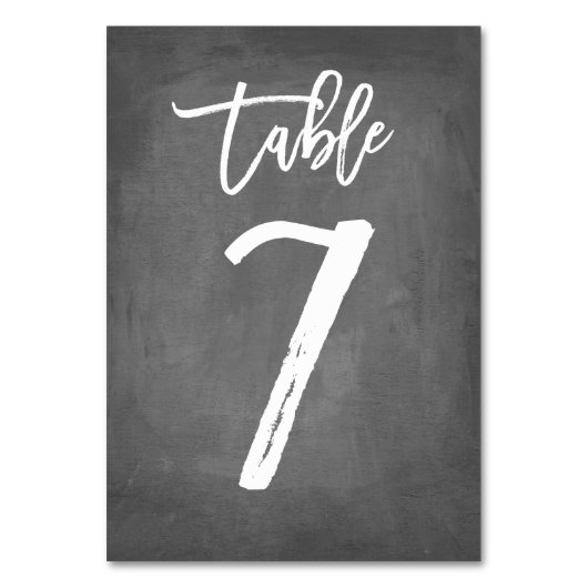 Chic Typografy Chalkboard Tischnummer | Tabelle 7 (Vorderseite)