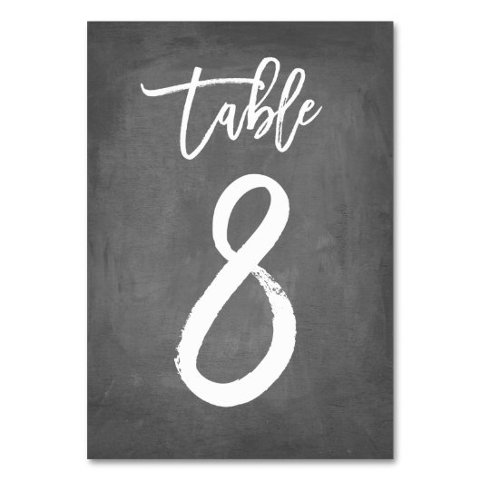 Chic Typografy Chalkboard Tischnummer | Tabelle 8 (Rückseite)
