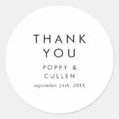 Chic Typografy Dankeschön Gastgeschenk Hochzeit St Runder Aufkleber (Vorderseite)