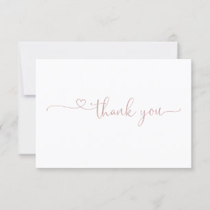 Chic Typografy Elegant Dusty Pink Heart Dankeskarte