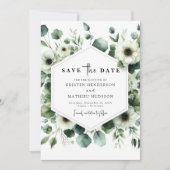 Chic Typografy Eucalyptus Digital Wedding Save The Date (Vorderseite)