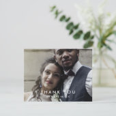 Chic Typografy Foto Danke Karte (Stehend Vorderseite)
