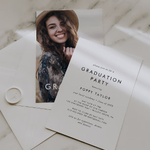 Chic Typografy Foto Graduation Party Einladung