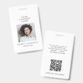 Chic Typografy Foto QR Code Small Business ID Ausweis (Vorder- & Rückseite)
