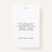 Chic Typografy Foto Small Business oder Lehrer ID Ausweis (Rückseite)