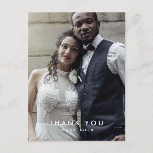 Chic Typografy Foto Template Danke Postcard Postkarte (Vorderseite)