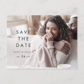 Chic Typografy Full Foto Save the Date Einladungspostkarte (Vorderseite)