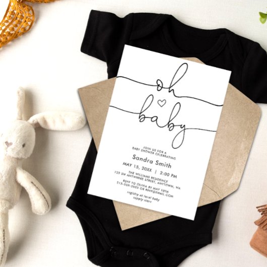 Chic Typografy Gender Neutral Baby Dusche Einladung