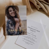 Chic Typografy Gold Foil Foto Graduation Party Folieneinladung