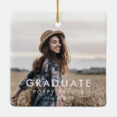 Chic Typografy Grad Foto Abschluss Weihnachten Keramikornament (Rückseite)