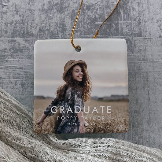 Chic Typografy Grad Foto Abschluss Weihnachten Keramikornament
