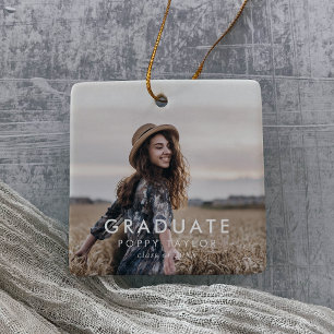 Chic Typografy Grad Foto Abschluss Weihnachten Keramikornament