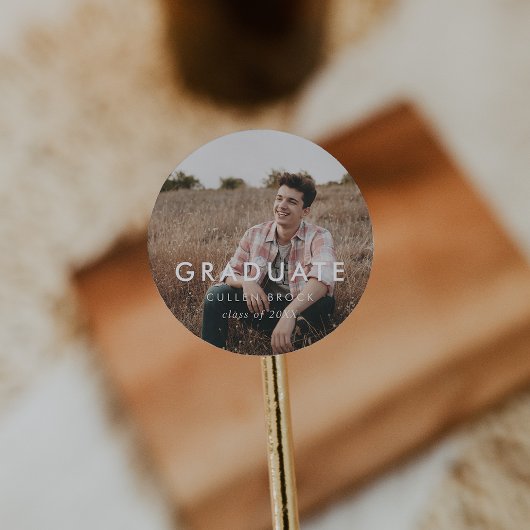 Chic Typografy Graduate Foto Abschluss Sticker