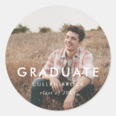 Chic Typografy Graduate Foto Abschluss Sticker (Vorderseite)