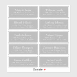 Chic Typografy Gray Wedding Guest Address Labels