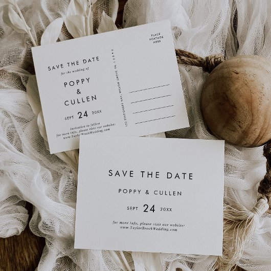 Chic Typografy Horizontal Save the Date Postcard Einladungspostkarte