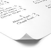 Chic Typografy Horizontal Seating Chart Poster (Ecke)