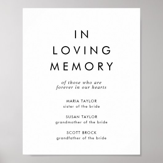 Chic Typografy in Love Memory Memorial Signature Poster (Vorne)