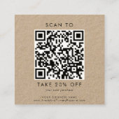 Chic Typografy Kraft Business QR Code Vielen Dank Rabattkarte (Rückseite)